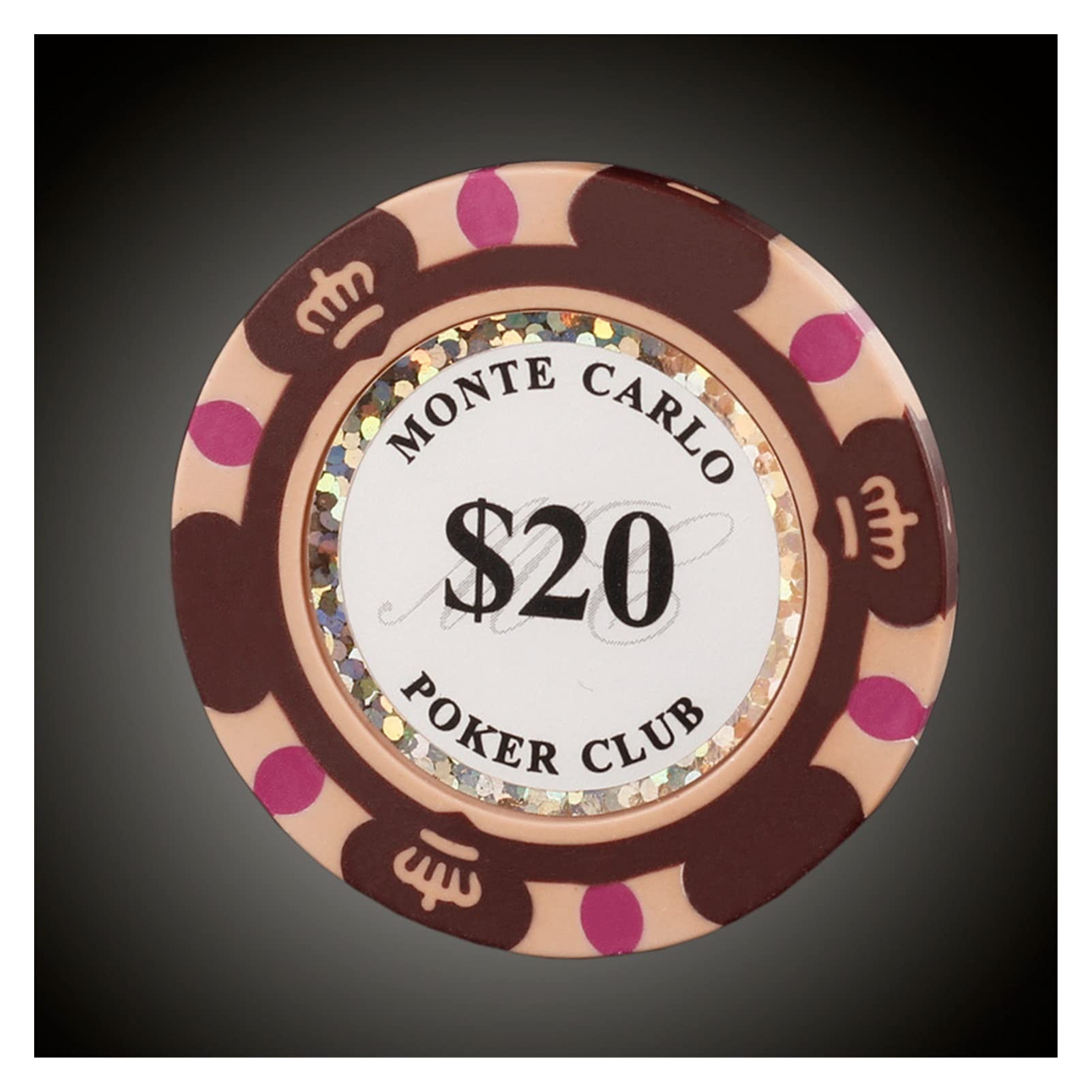 Premium 14g Clay/ABS Poker Chips Set - Casino Style Texas Hold'em Poker Accessories with Monte Carlo Crown Design (20 Value Colors) - Perfect for Home Games, Casino Nights, and Poker Tournaments