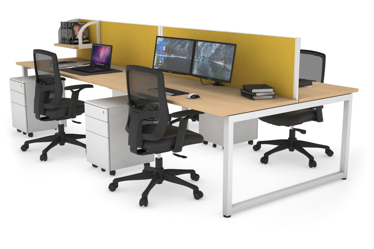 Quadro Loop Legs 4-Person Office Workstation - 1400L x 700W Modern Collaborative Desk for Team Workspaces | Perfect for Open Offices, Coworking Spaces & Conference Rooms