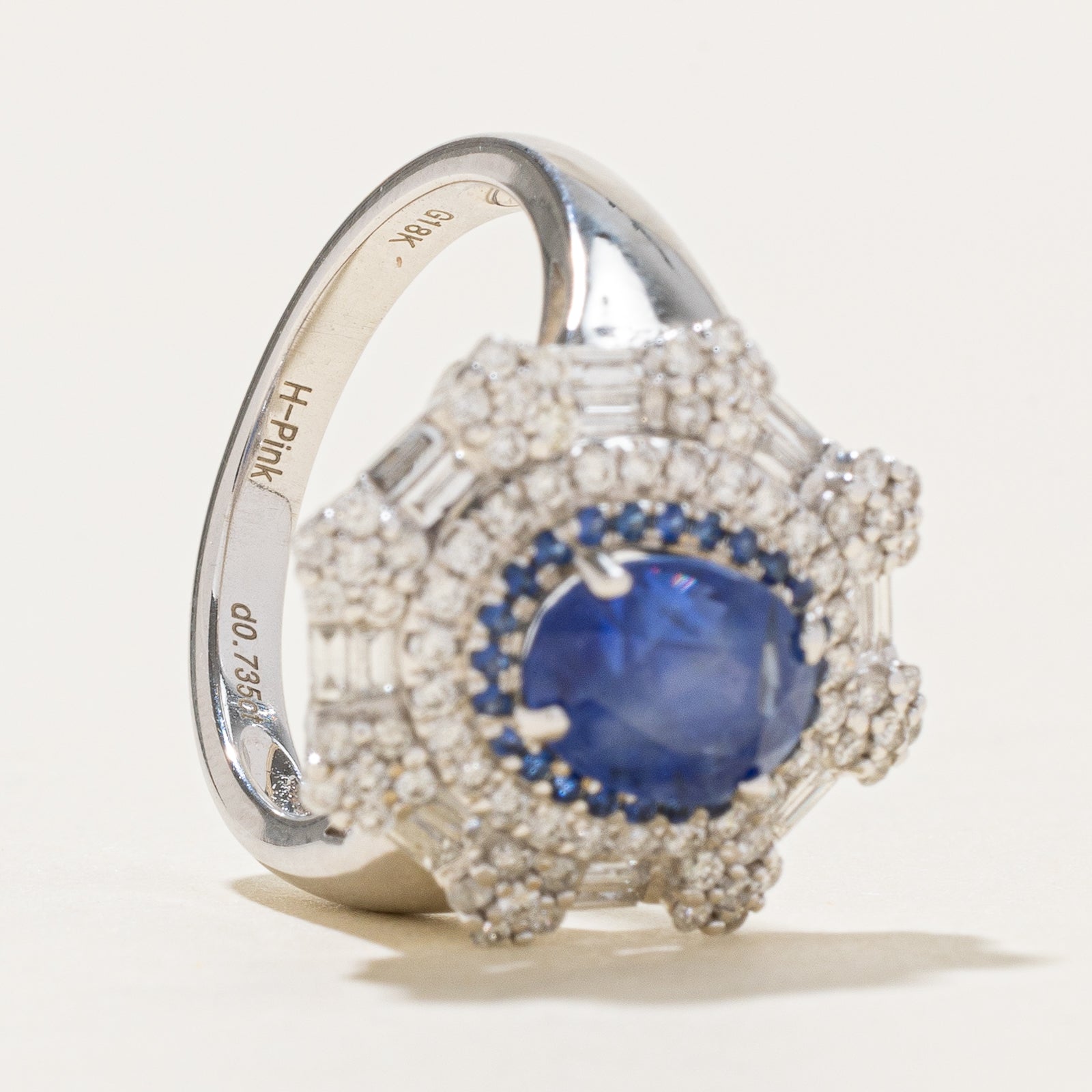 Natural Unheated Burmese Sapphire & Diamond Cocktail Ring | 2.32ctw Sapphire, 0.74ctw Diamonds | Size 6.5 | Elegant Evening Wear & Special Occasion Jewelry