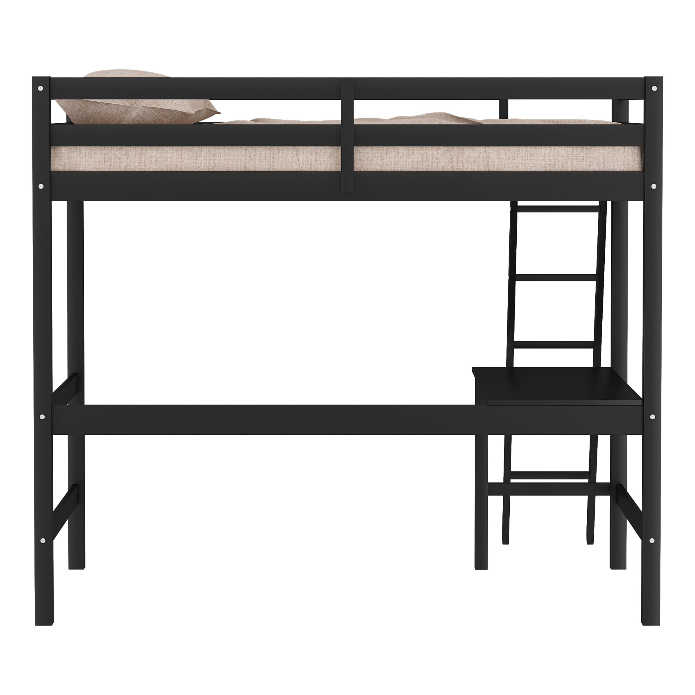 Hillsdale Caspian Youth Solid Wood Twin Loft Bed for Kids Room - Sturdy Black Wooden Bunk Bed with Ladder | Perfect for Small Spaces, Dorm Rooms & Kids Bedrooms