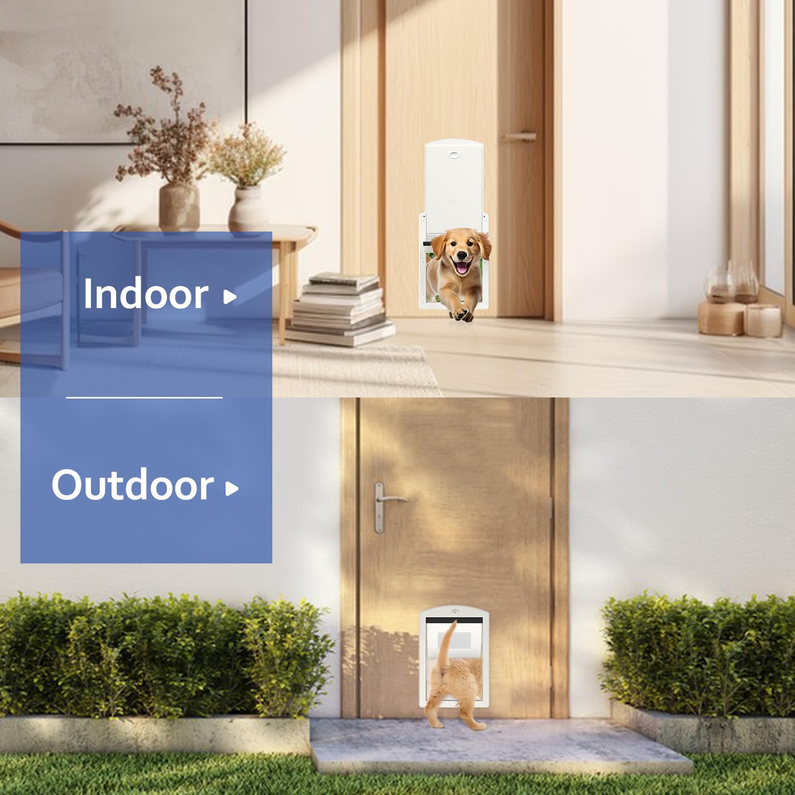 Heavy Duty Large Dog Door with Sliding Lock Panel & Magnetic Flap - White Frame Pet Door for Big Dogs & Medium Pets - Indoor/Outdoor Use for Patio, Garage & Backyard Access