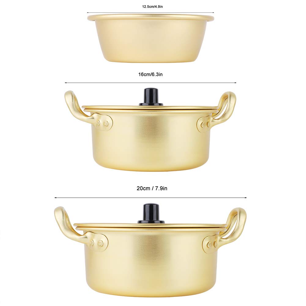 Korean Shin Ramyun Noodle Pot - 20cm Double Handle Yellow Aluminum Stockpot for Authentic Korean Food | Perfect for Ramen, Hot Pot & Home Cooking