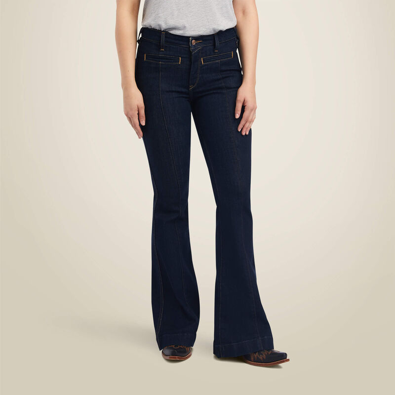 Ariat Women's R.E.A.L. High Rise Alexa Flare Jean - Premium Stretch Denim Bootcut Pants for Riding, Western Fashion & Everyday Comfort