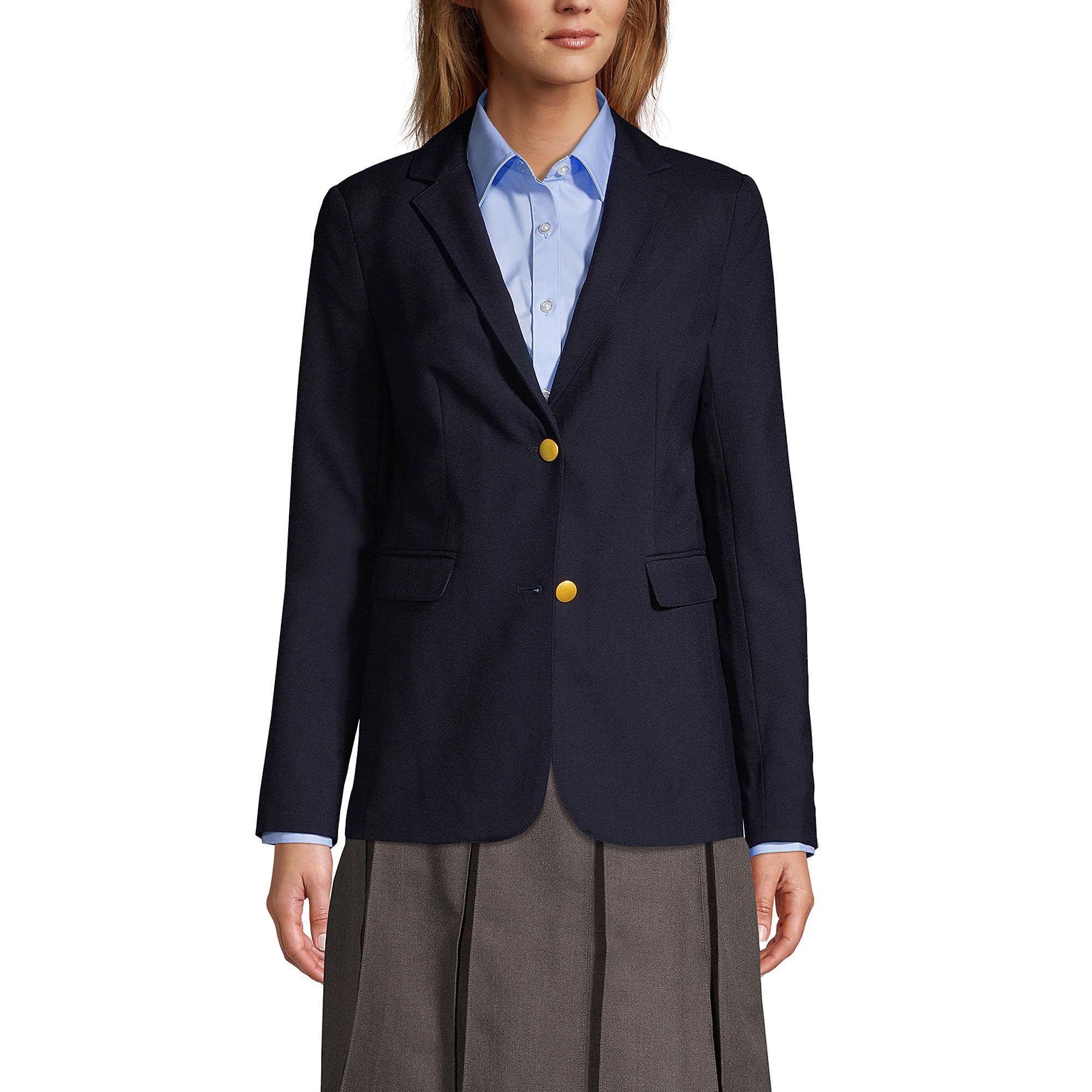 Lands' End Women's Hopsack Blazer - Classic School Uniform Jacket for Professional & Academic Wear | Office, Classroom & Formal Occasions