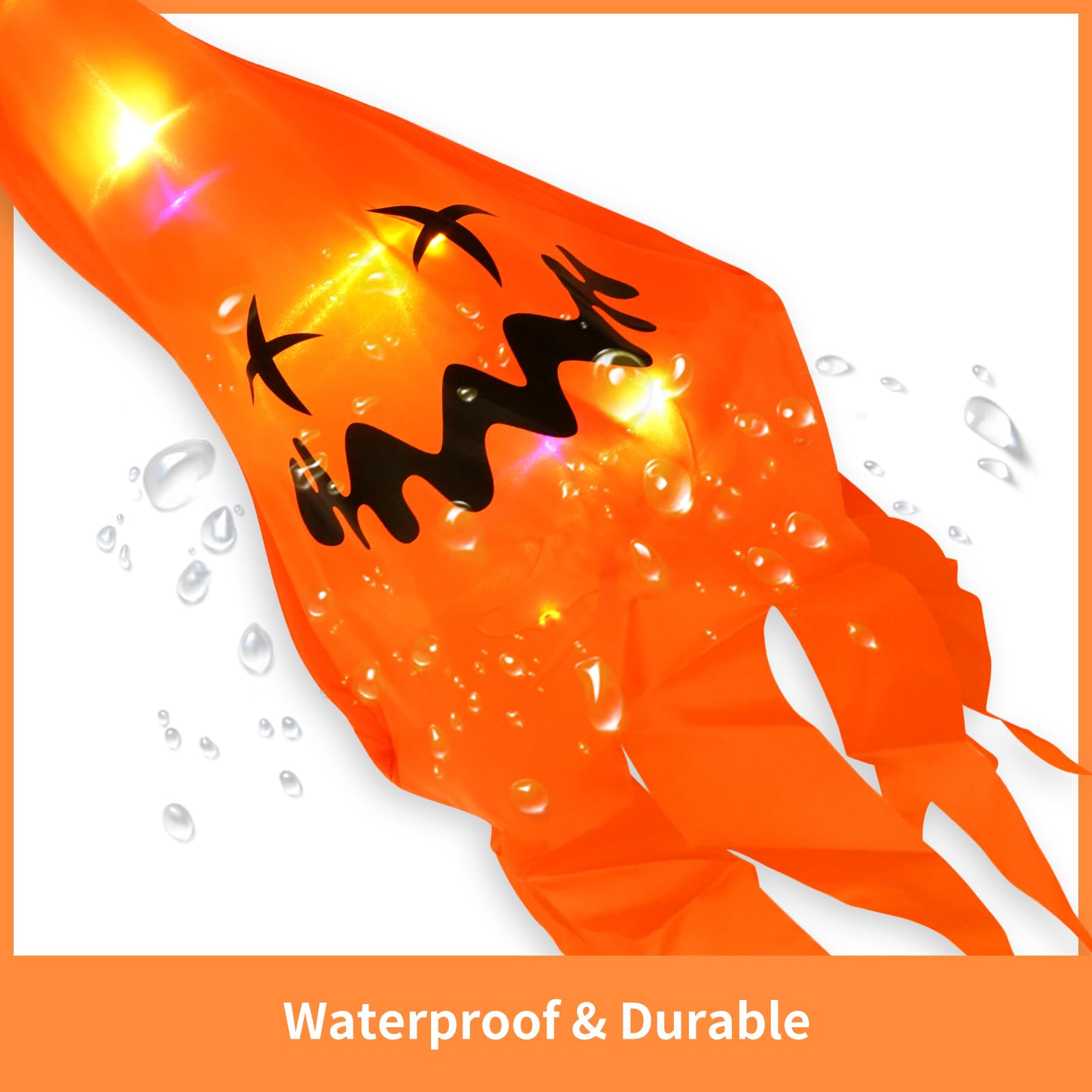 Halloween Hanging Ghost Lights - Outdoor Halloween Decorations with 8 Cute Lighted Ghosts for Front Yard, Patio, Lawn & Garden - Spooky Party & Home Decor