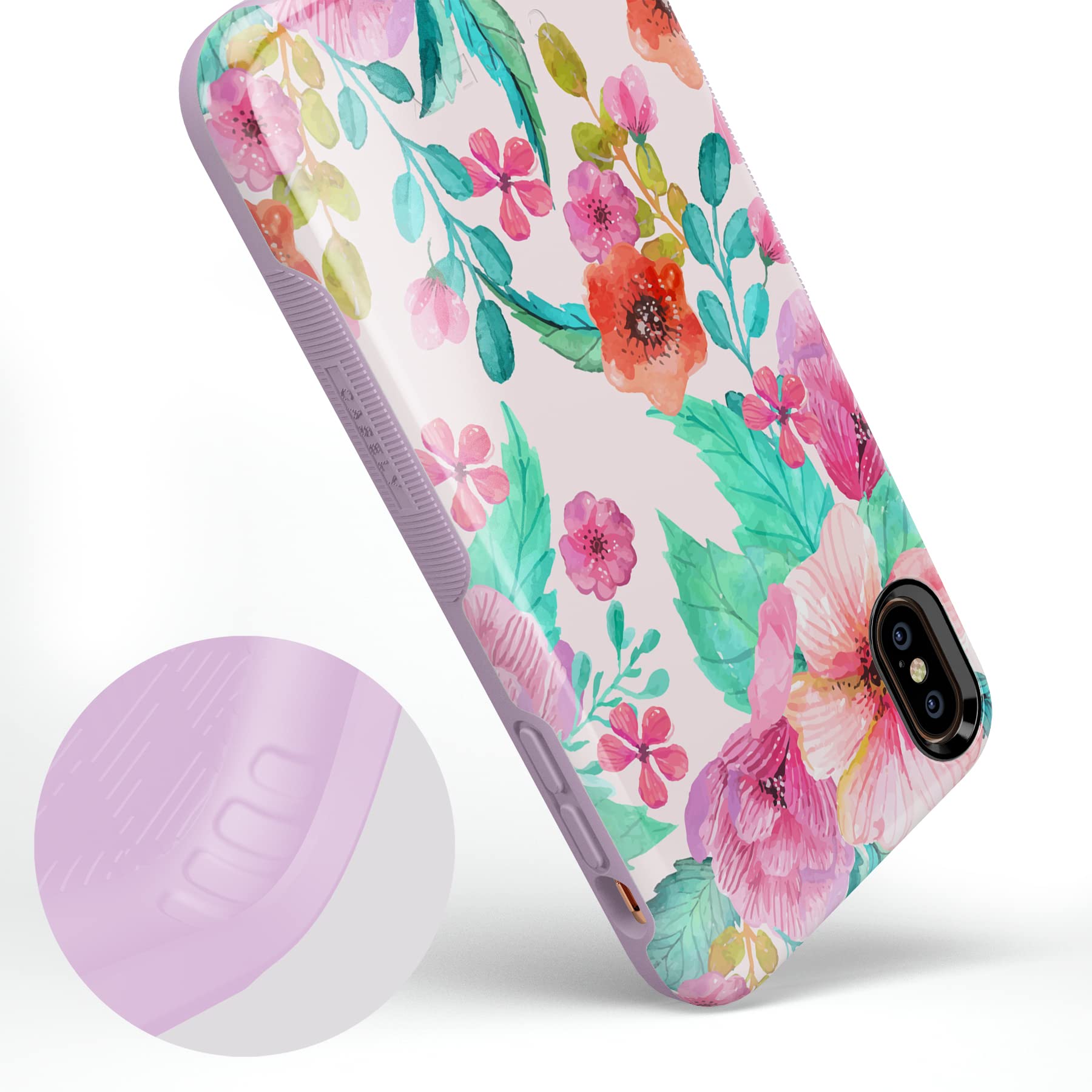Casely iPhone Xs Max Case - Light Pink Floral Phone Cover with Shockproof Protection | Slim Fit Design for iPhone Xs Max | Perfect for Daily Use, Travel & Outdoor Activities