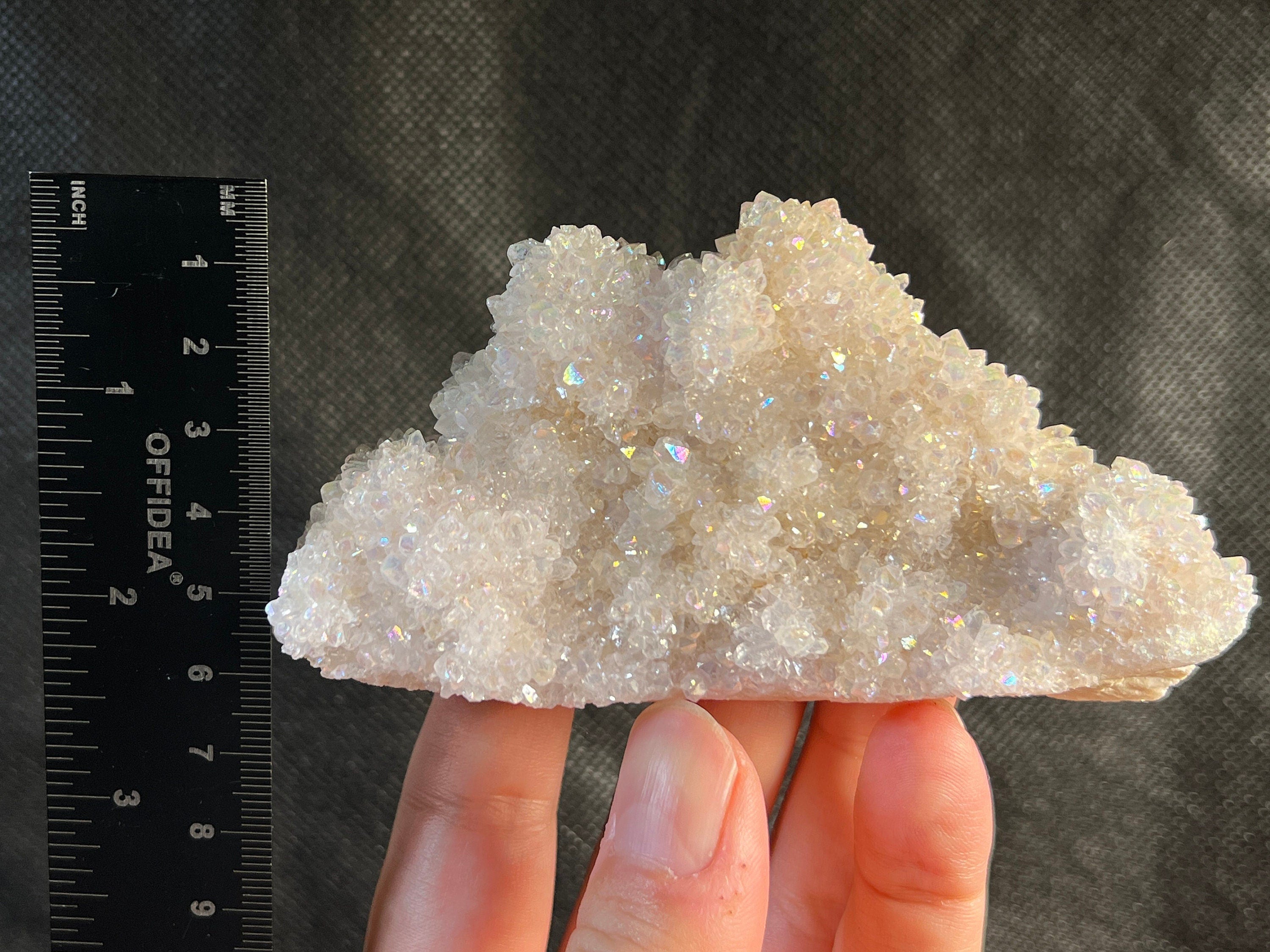 Angel AURA QUARTZ Crystal Cluster - Rainbow Spirit Quartz Healing Stone for Meditation, Reiki & Home Decor | Natural Crystal Decor for Office Desk, Yoga Space & Gift Giving (51961)