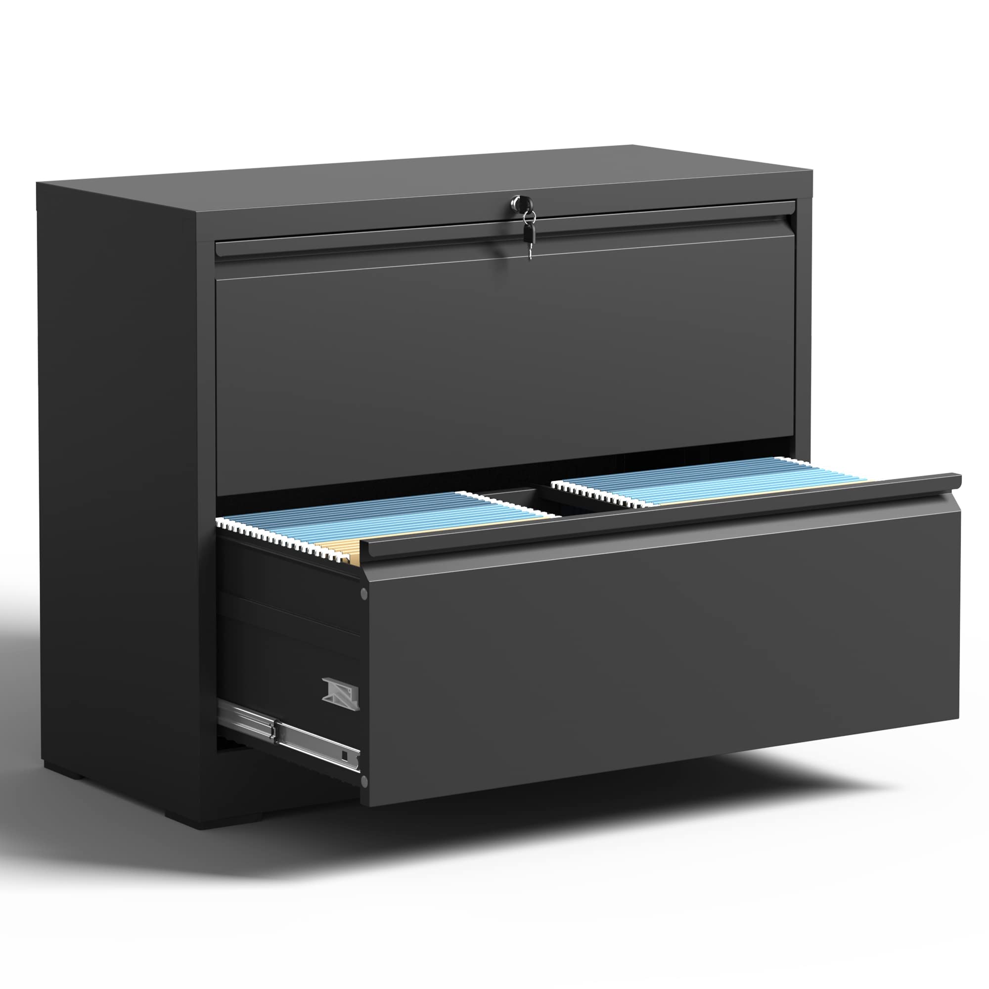 2-Drawer Lateral File Cabinet - Metal Home Office Storage for Legal/Letter/A4 Documents - Black File Cabinet with Assembly Required | Perfect for Organizing Office Files, School Papers & Home Documents