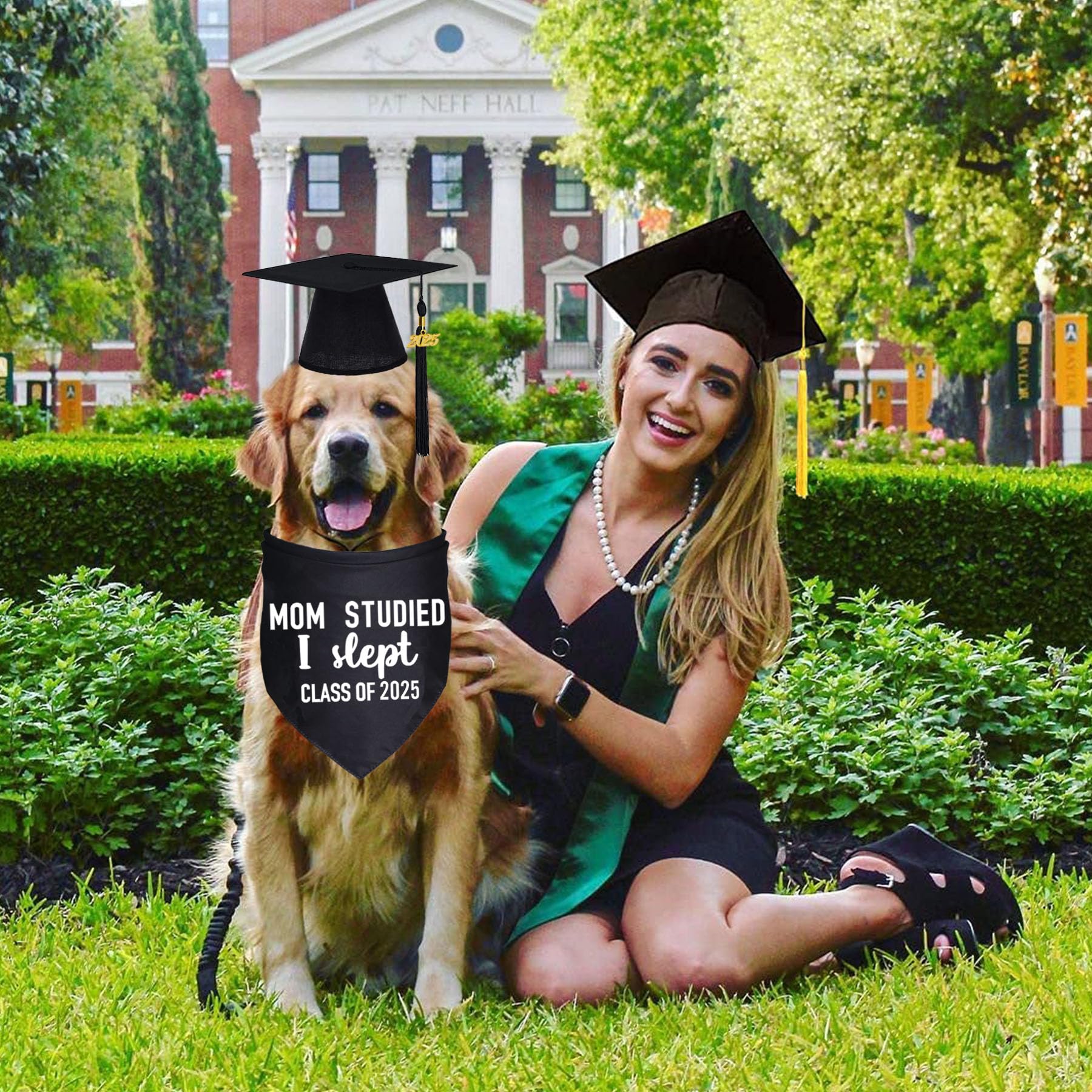 2025 Dog Graduation Cap & Bandana Set with Black Tassel - Pet Graduation Outfit for Small Medium Large Dogs - Perfect for Graduation Ceremonies, Photo Shoots & Gift Giving