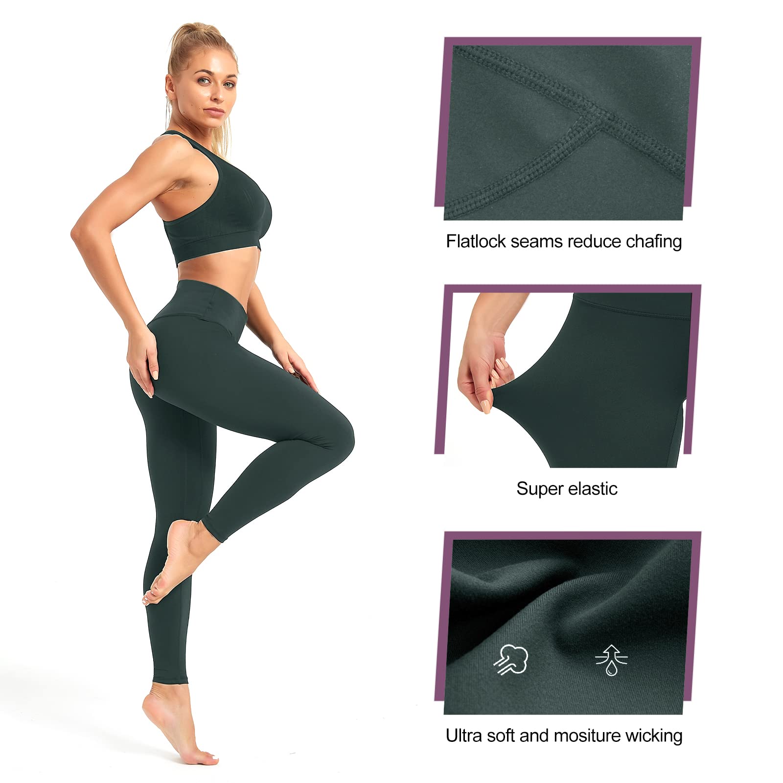 High Waisted Yoga Leggings for Women with Pockets - Tummy Control & Butt Lift Workout Leggings - Running, Gym & Lounge Pants for Active Women