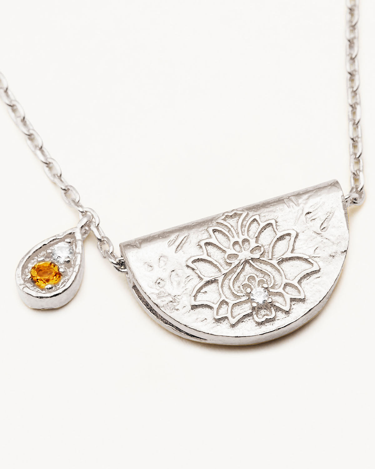 November Birthstone Citrine Sterling Silver Lotus Necklace – Perfect for Gifts, Anniversaries & Special Occasions