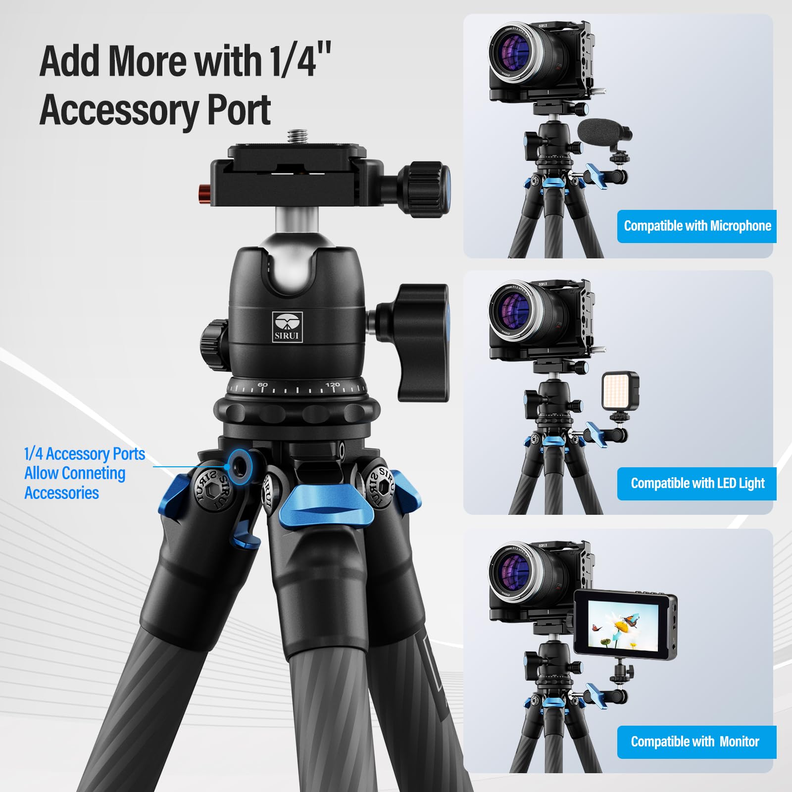 SIRUI Carbon Fiber Travel Tripod with 360° B-00K Arca-Swiss Ballhead - Compact Lightweight Mini Desktop Tripod for Mirrorless Cameras, DSLR, Smartphones (Folded 12.1