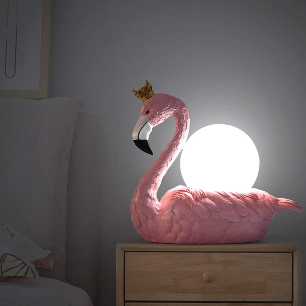 Flamingo Table Lamp - Modern Nordic Style Bedside Lamp for Bedroom, Warm White Light, Romantic & Creative Desk Lamp for Wedding, Princess Room Decor - Perfect for Bedrooms, Living Rooms, and Home Office Lighting