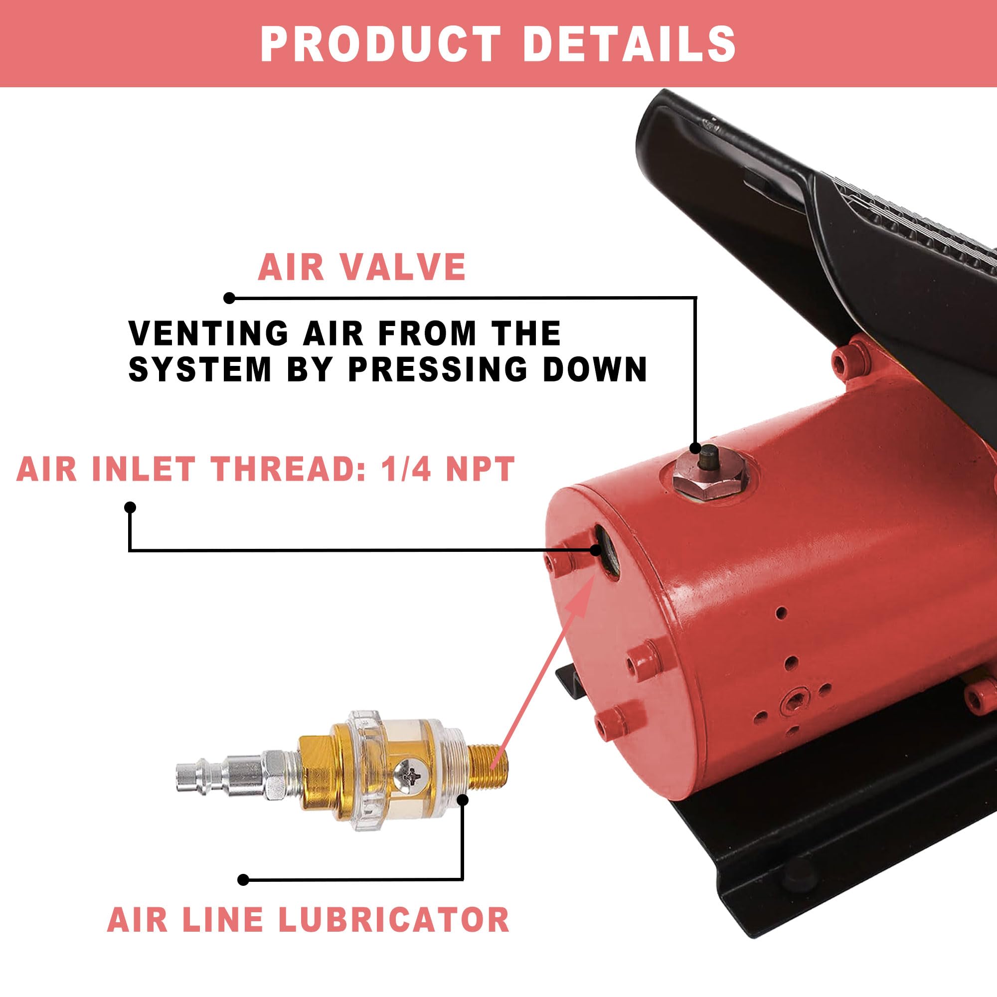 10,000 PSI Air Hydraulic Pump with 1.7L Reservoir - 3/8