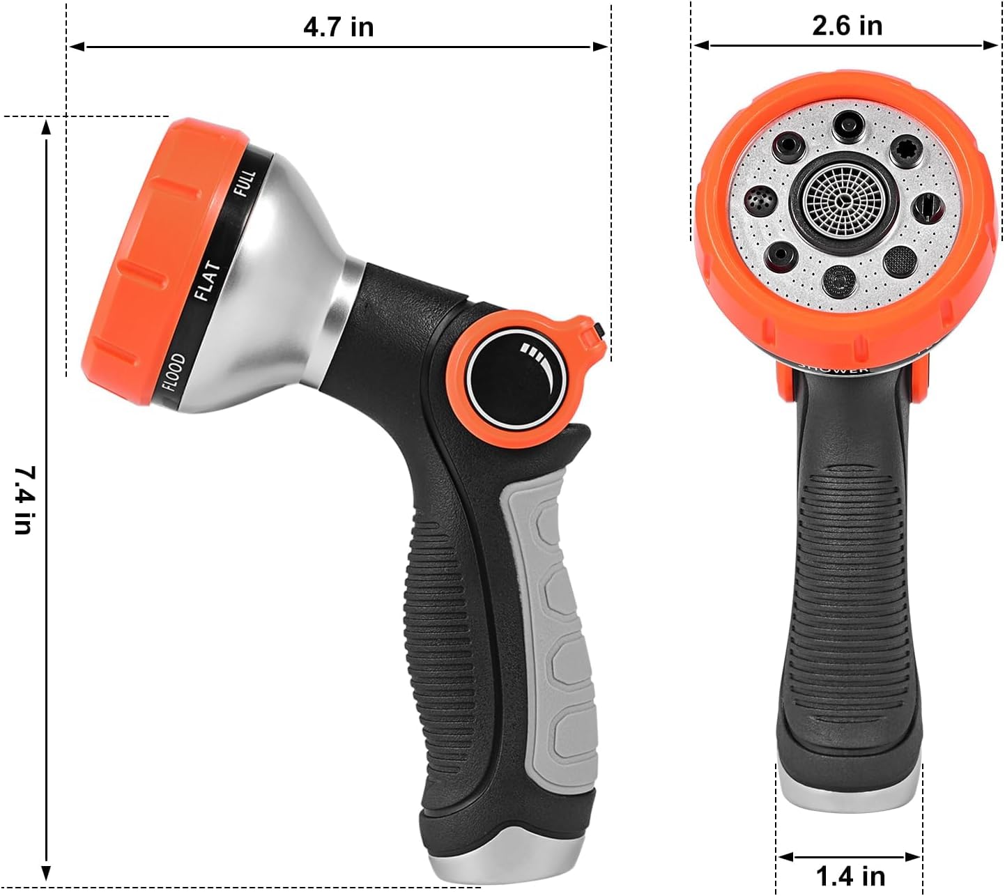 **High Pressure Garden Hose Nozzle Sprayer - Adjustable 8 Spray Patterns with Water Flow Control Valve for Lawn Watering, Car Washing, Pet Bathing & Outdoor Cleaning**