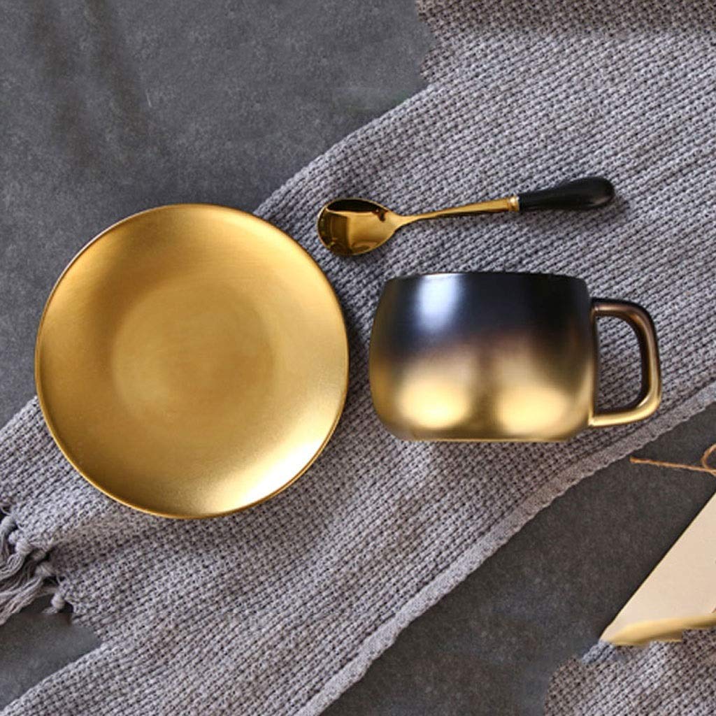 Creative Gradient Ceramic Coffee Mug with Gold Accents - Rough Surface Cup & Saucer Set for English Afternoon Tea, Latte, and Espresso - Perfect for Home, Office, and Cafe Use (Color: A)
