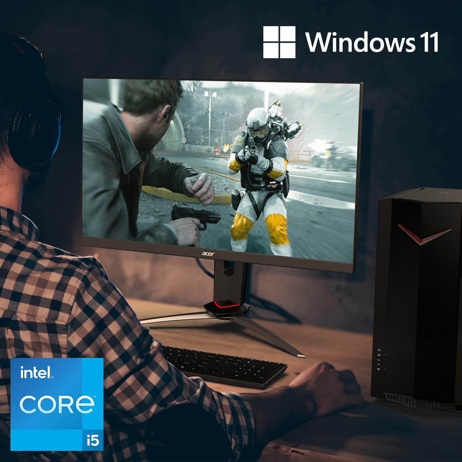 Acer Nitro 50 N50-640-UA91 Gaming PC - 12th Gen Intel Core i5-12400F 6-Core, NVIDIA GTX 1650, 8GB DDR4 RAM, 512GB SSD, WiFi 6E, Win 11 - Perfect for Esports, Streaming & VR Gaming
