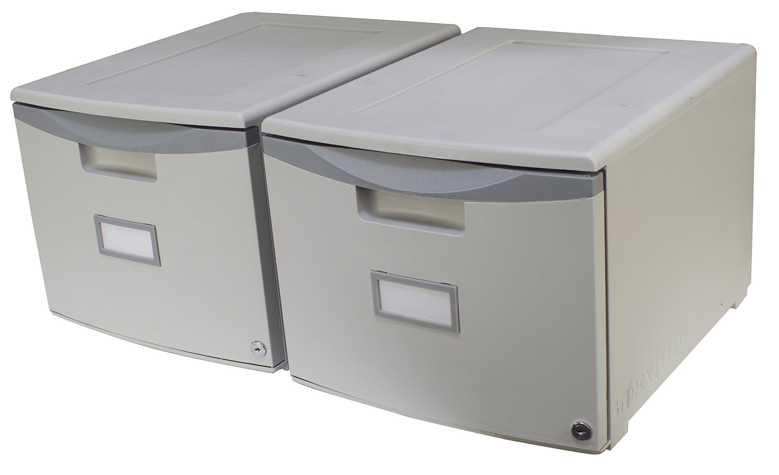 Storex 61261A02C 2-Pack Grey/Dark Grey File Cabinet - Office Organization & Document Storage Solution for Home & Business