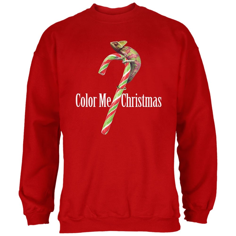 Color Me Christmas Chameleon Red Adult Sweatshirt - Cozy Holiday Pullover for Women & Men - Perfect for Xmas Parties, Family Gatherings & Winter Festivities