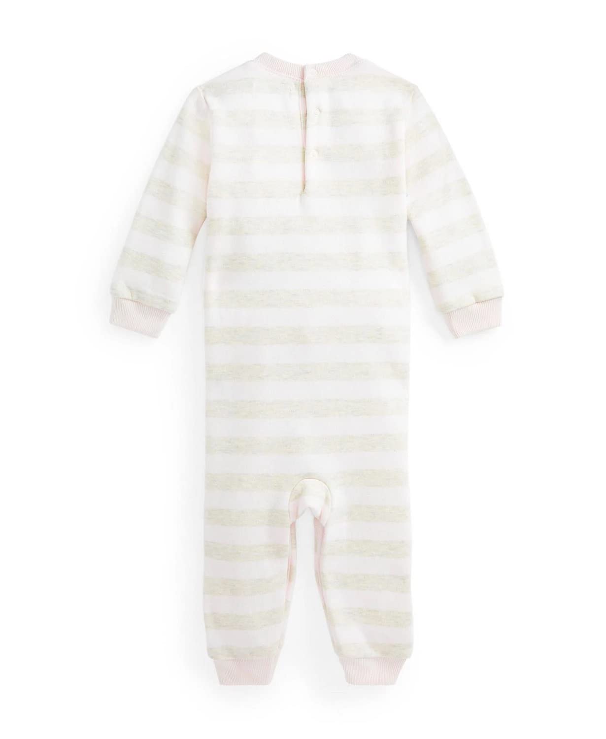 Ralph Lauren Baby Girls Striped Fleece Coveralls - Soft Pink Jumpsuit for 6 Months | Cozy Winter Outfit, Newborn Photoshoot, Holiday Gift