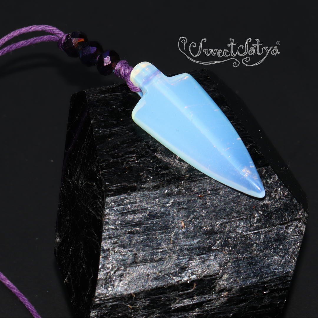 Opalite Arrowhead Necklace – Natural Stone Pendant for Women & Men | Healing Crystal Jewelry for Spiritual Protection & Positive Energy | Perfect for Meditation, Yoga & Boho Fashion