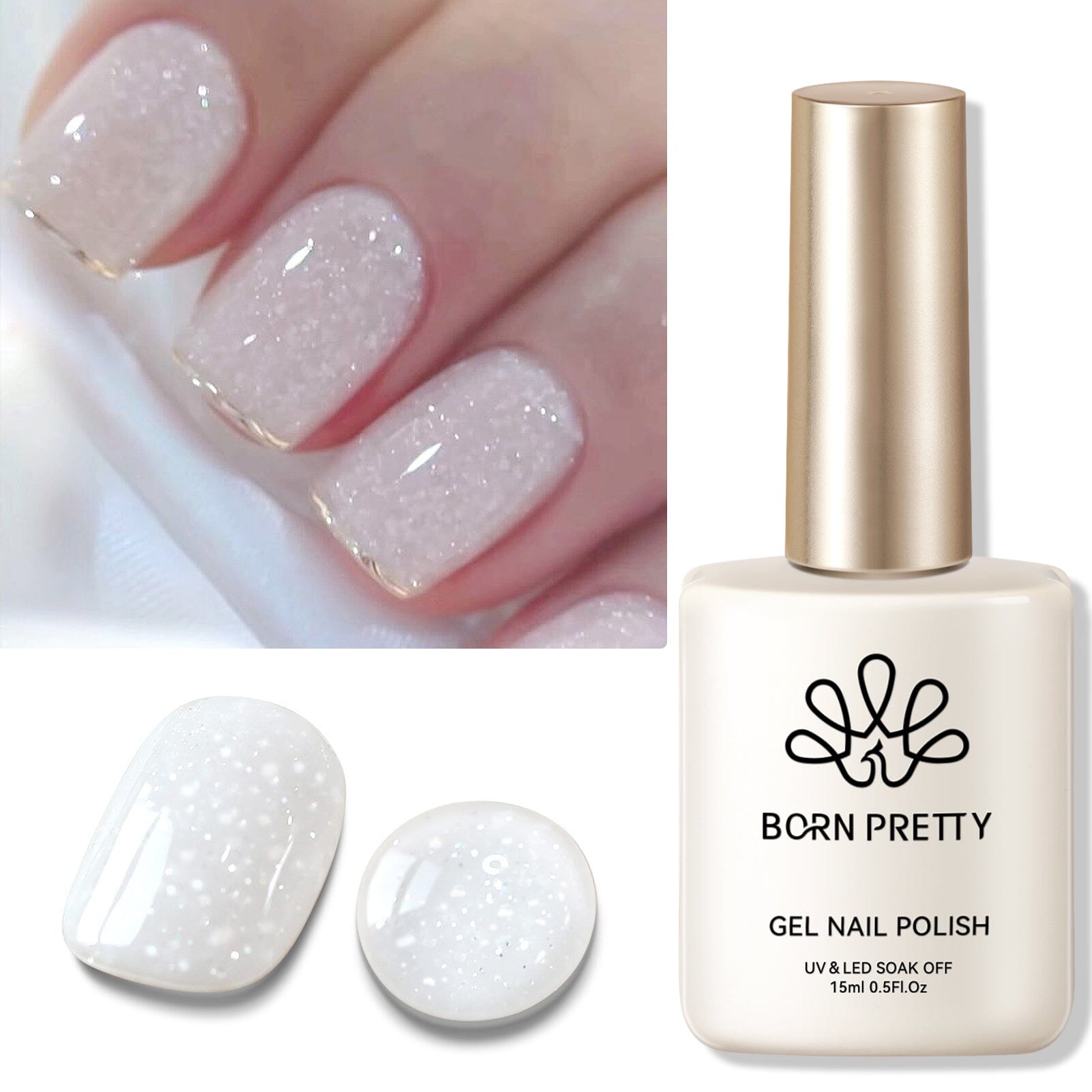 White Snow Glitter Jelly Gel Polish 15ml - Long Lasting Nail Polish for Manicure & Pedicure - Perfect for Christmas, Winter Nail Art & Special Occasions