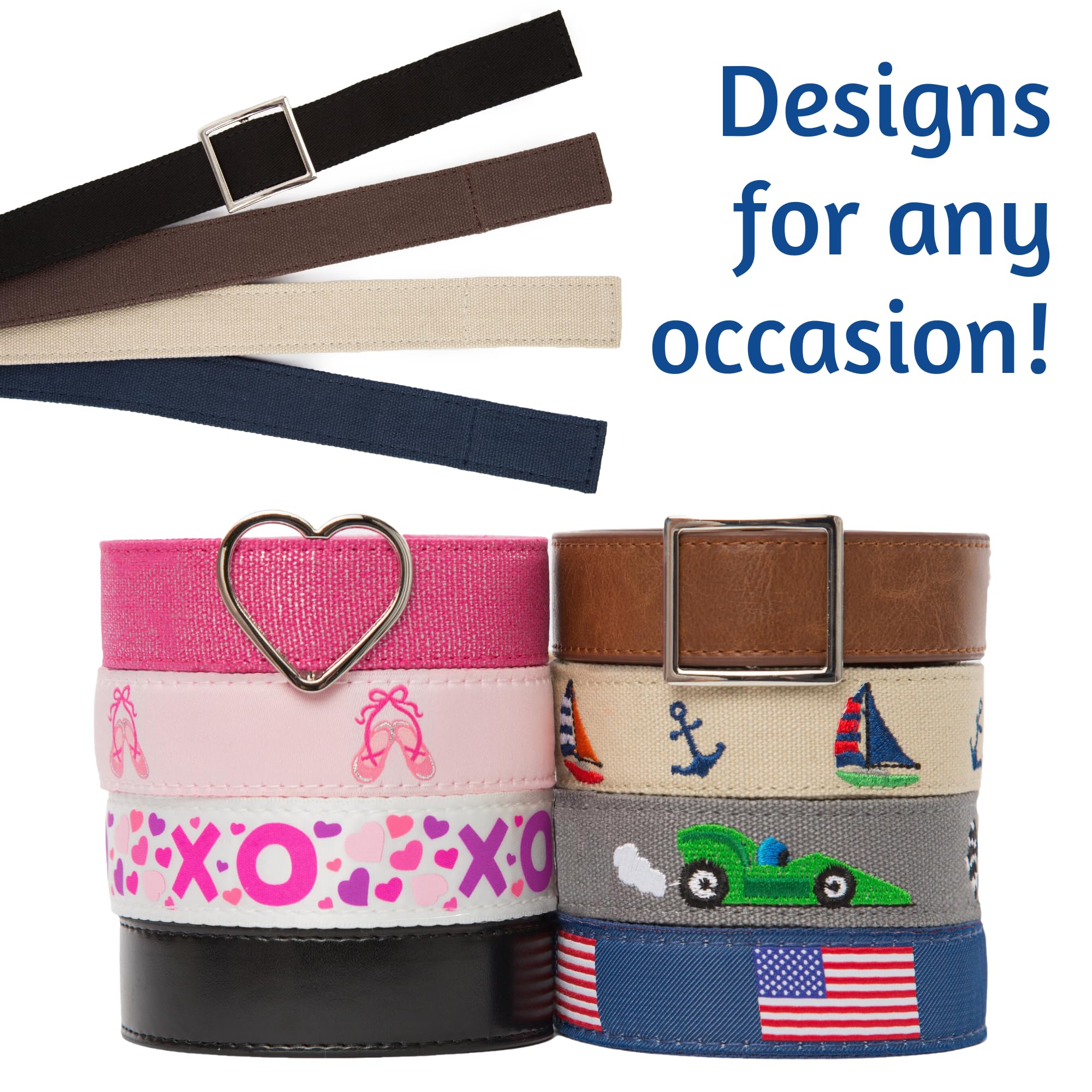 Premium Solid Canvas Print Easy Velcro Belt for Toddlers & Kids - Adjustable Waistband for Boys & Girls - Perfect for School Uniforms, Playtime & Everyday Wear