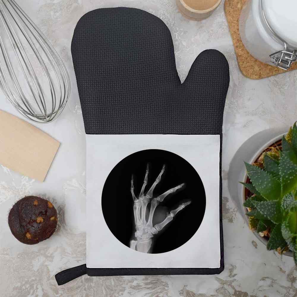 Azeeda Heat-Resistant Oven Glove & Mitt Set - Hand Xray Design for Baking, Grilling & Cooking - Perfect for Kitchen, BBQ & Outdoor Use (OG00000967)