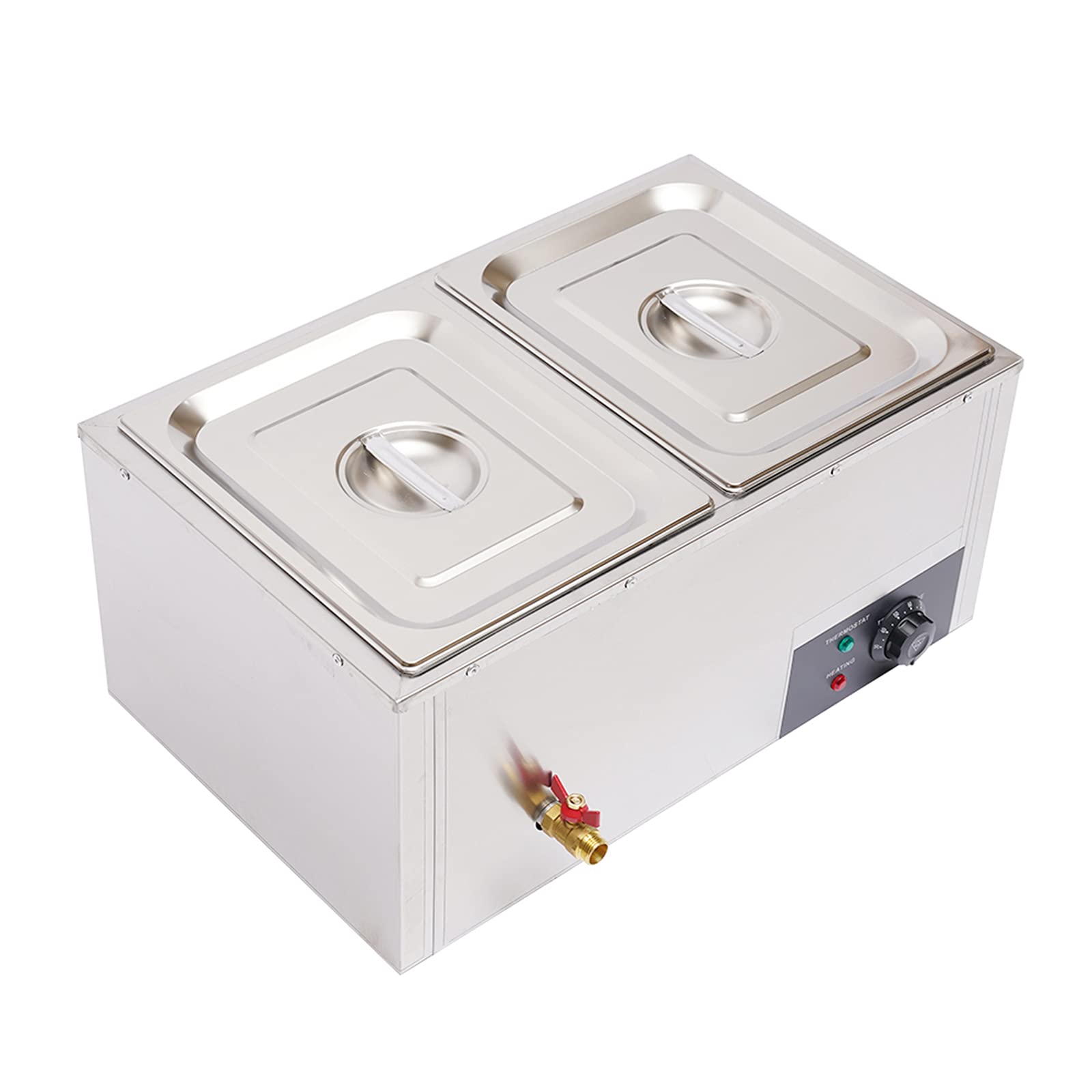 Commercial Stainless Steel 2-Pan Electric Steam Table Food Warmer - 110V 850W, 10L Large Capacity for Buffets, Catering & Restaurants | Perfect for Keeping Food Hot at Events, Parties & Self-Service Stations