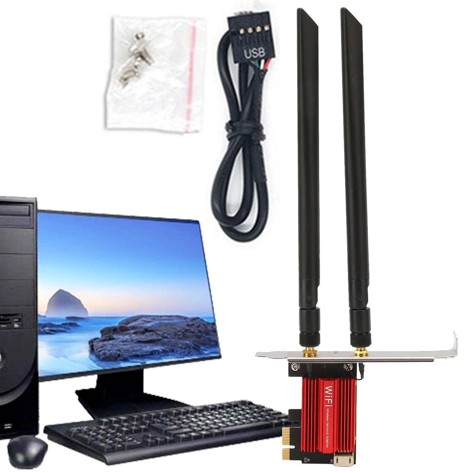Vriusi WiFi Card for PC - High Speed Wireless Internal Network Adapter, Desktop WiFi Card for Computer, Multifunctional 802.11ac Dual Band PCIe Network Card - Perfect for Gaming, Streaming & Home Office Use