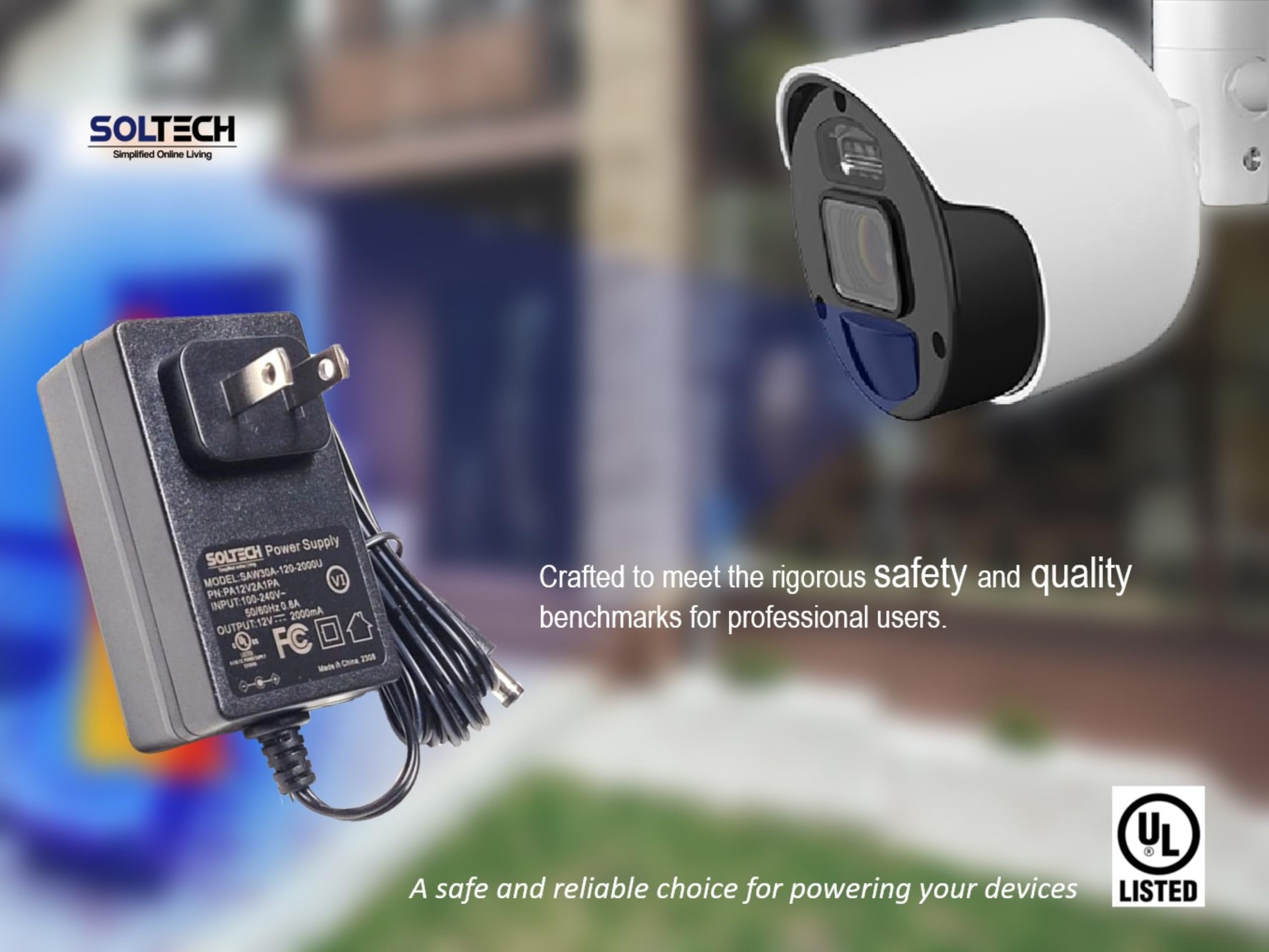 12V 2A AC/DC Power Adapter with 5.5x2.1mm & 2.5mm Tips - 100-240V 50/60Hz Input to 12V 2000mA DC Output - UL Listed Power Supply for CCTV Cameras, DVR, NVR, LED Strip Lights - Perfect for Home Security & DIY Lighting Projects