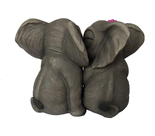 DWK Elephant Couple Love Figurine Set - Handcrafted Elephant Sculpture Decor for Couples, Home & Office Desk Decor - Perfect for Shelves, Wedding Gifts & Anniversary Presents (6.5 Inch)