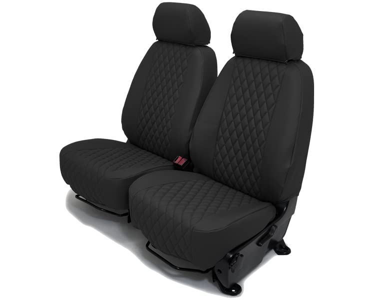 CalTrend Diamond Quilted Rear Solid Bench Seat Covers for Jeep CJ7 & Wrangler (1980-1990) - Black Insert & Trim | Durable Protection & Style Upgrade for Off-Road Adventures