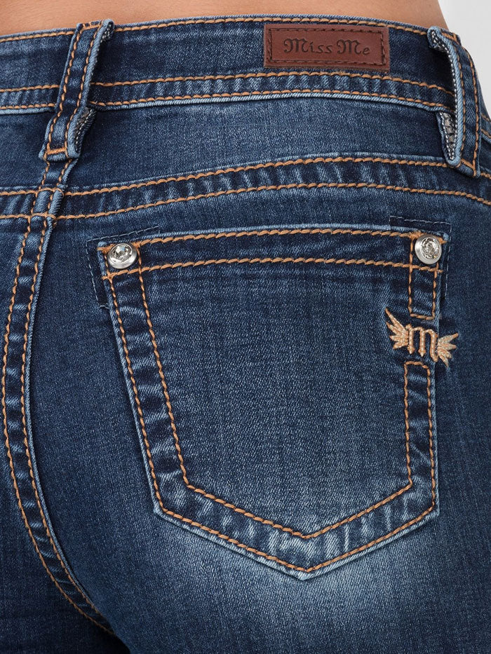 Miss Me H3636B86 Women's High Rise Bootcut Jeans in Dark Blue - Perfect for Casual Outings, Work & Night Out