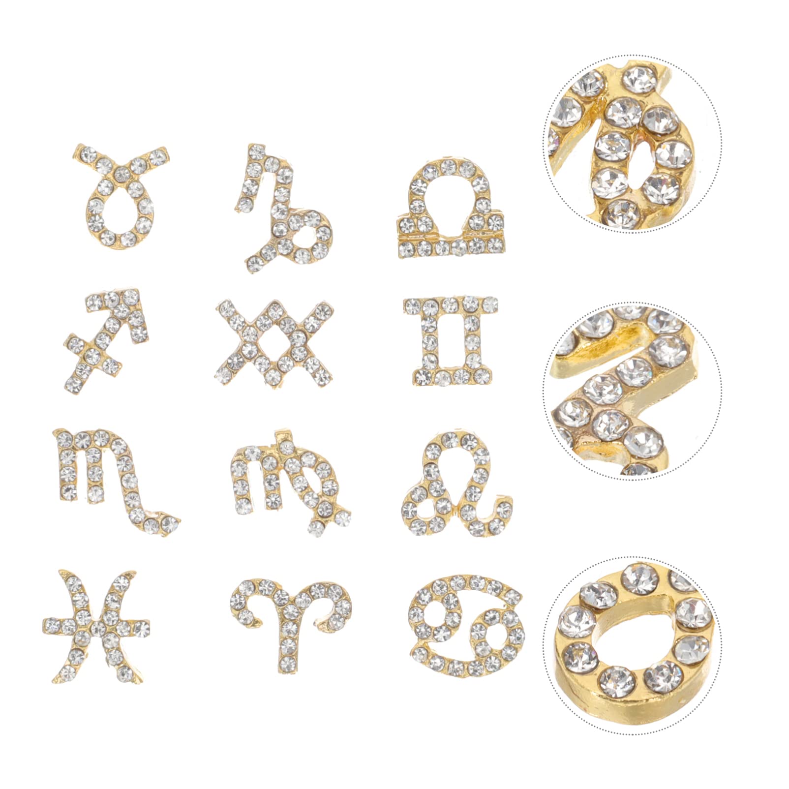 Lurrose Zodiac Nail Charms - 12pcs Constellation Rhinestone Nail Art Decor for DIY Crafts, Manicure & Nail Art Accessories | Perfect for Birthday Gifts, Party Nail Designs & Home Decor