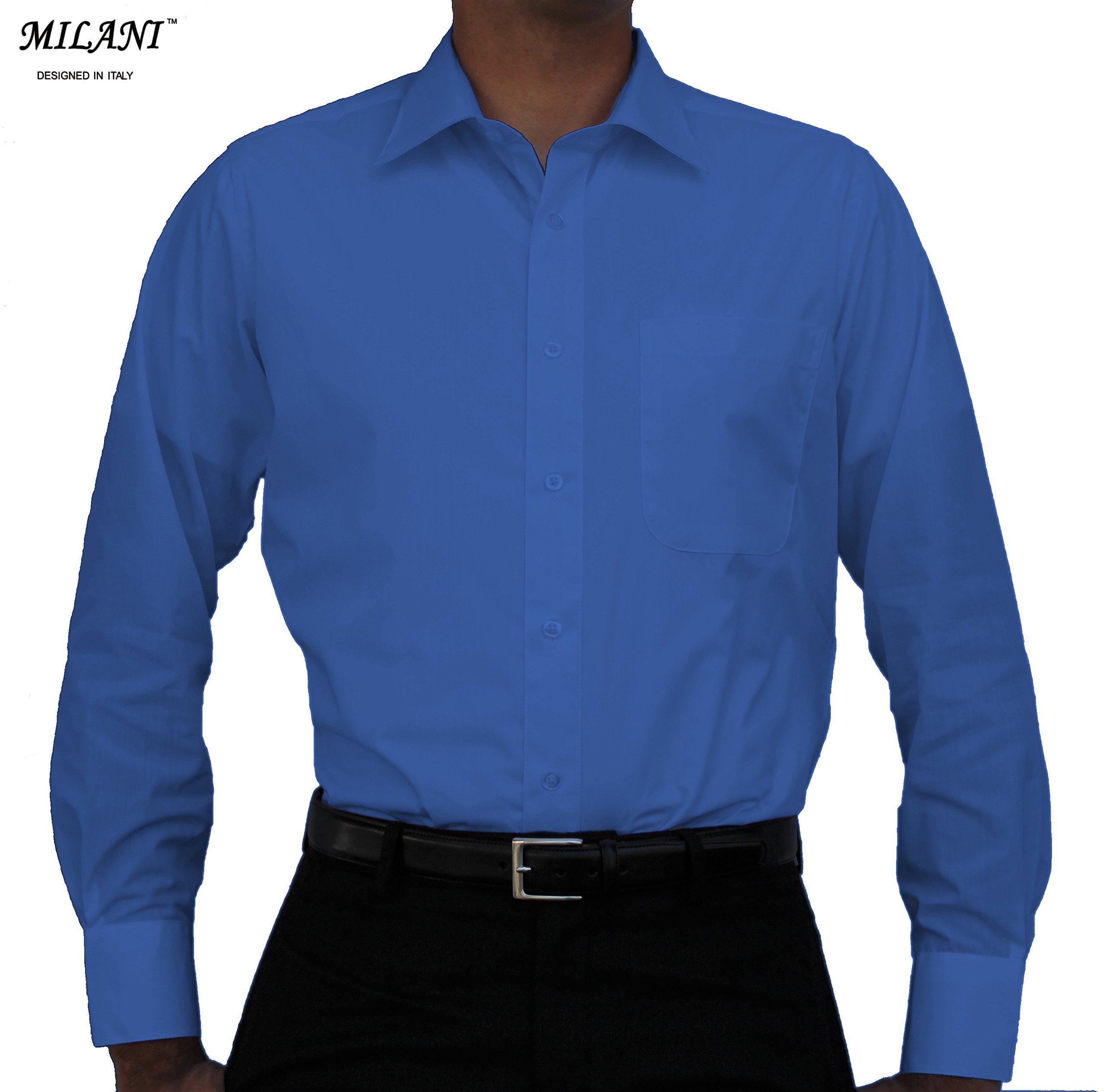 Milani Men's Royal Blue Dress Shirt with Standard Cuffs | 18.5