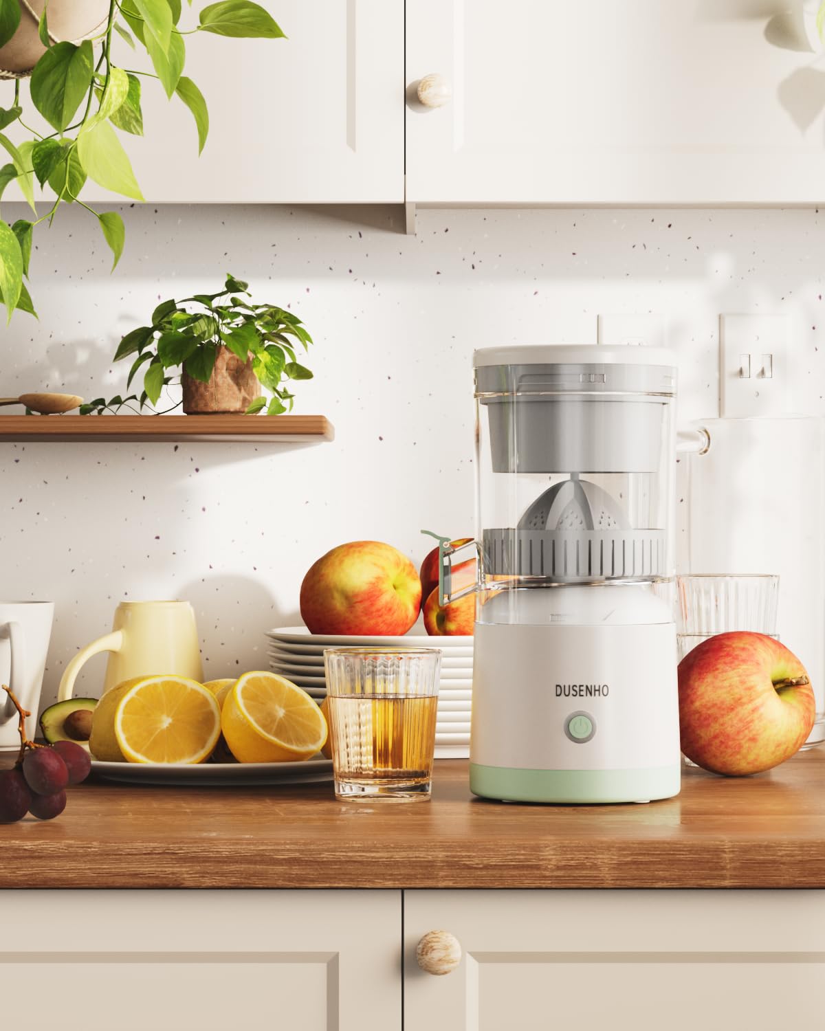 Rechargeable Citrus Juicer - Portable USB Electric Juicer with Cleaning Brush for Orange, Lemon, Grapefruit - Perfect for Kitchen, Camping & Travel