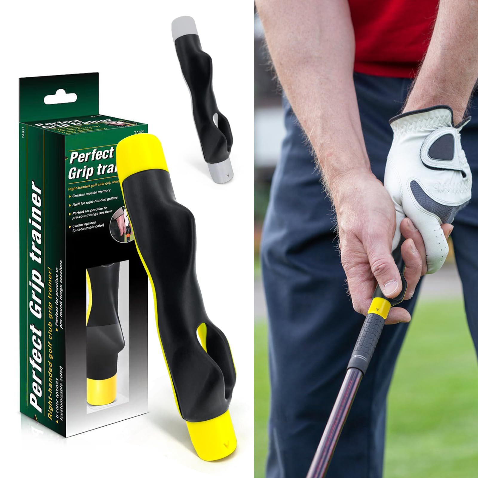 Golf Grip Trainer - Right Hand Golf Swing Training Aid for Beginners | Posture Correction Tool | Perfect Golf Accessories Gift for Learners | Improve Swing at Driving Range & Home Practice