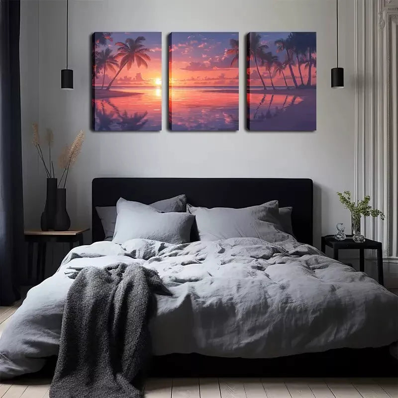 3-Piece Casual Romance & Relaxing Beaches Wall Art Set - Framed Canvas Prints 40x60cm (16x24in) - High Quality Australian Made Ready-to-Hang Decor for Living Room, Bedroom & Office
