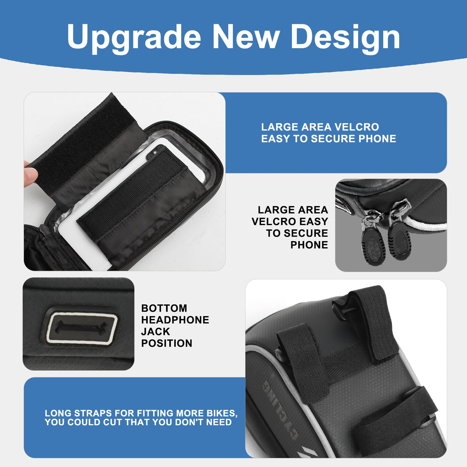 Waterproof Bike Phone Holder Bag - Bicycle Handlebar Mount Pouch for iPhone 16/15/14/13/12 & Samsung Phones Under 6.5
