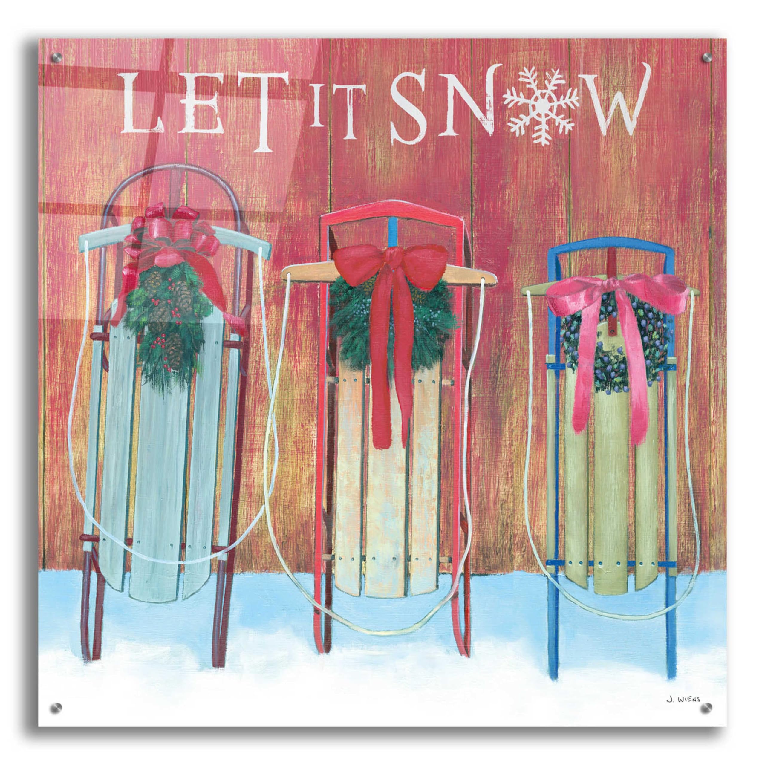 Epic Art 'Christmas Affinity IX' by James Wiens - 36x36 Inch Acrylic Glass Wall Art for Holiday Home Decor - Perfect for Living Room, Bedroom & Office Christmas Decoration