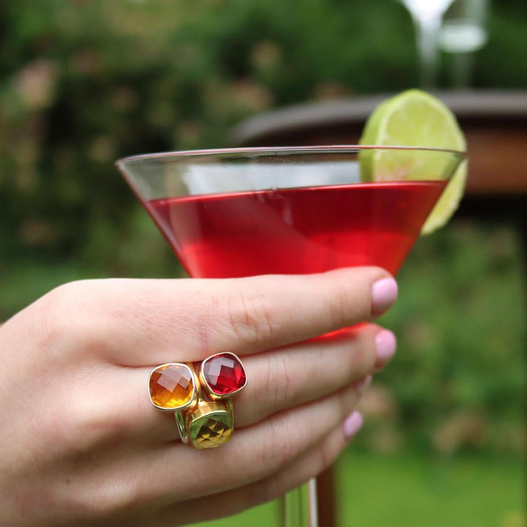 Elegant Green Amethyst Cocktail Ring in Rose Gold - Perfect for Evening Parties & Special Occasions