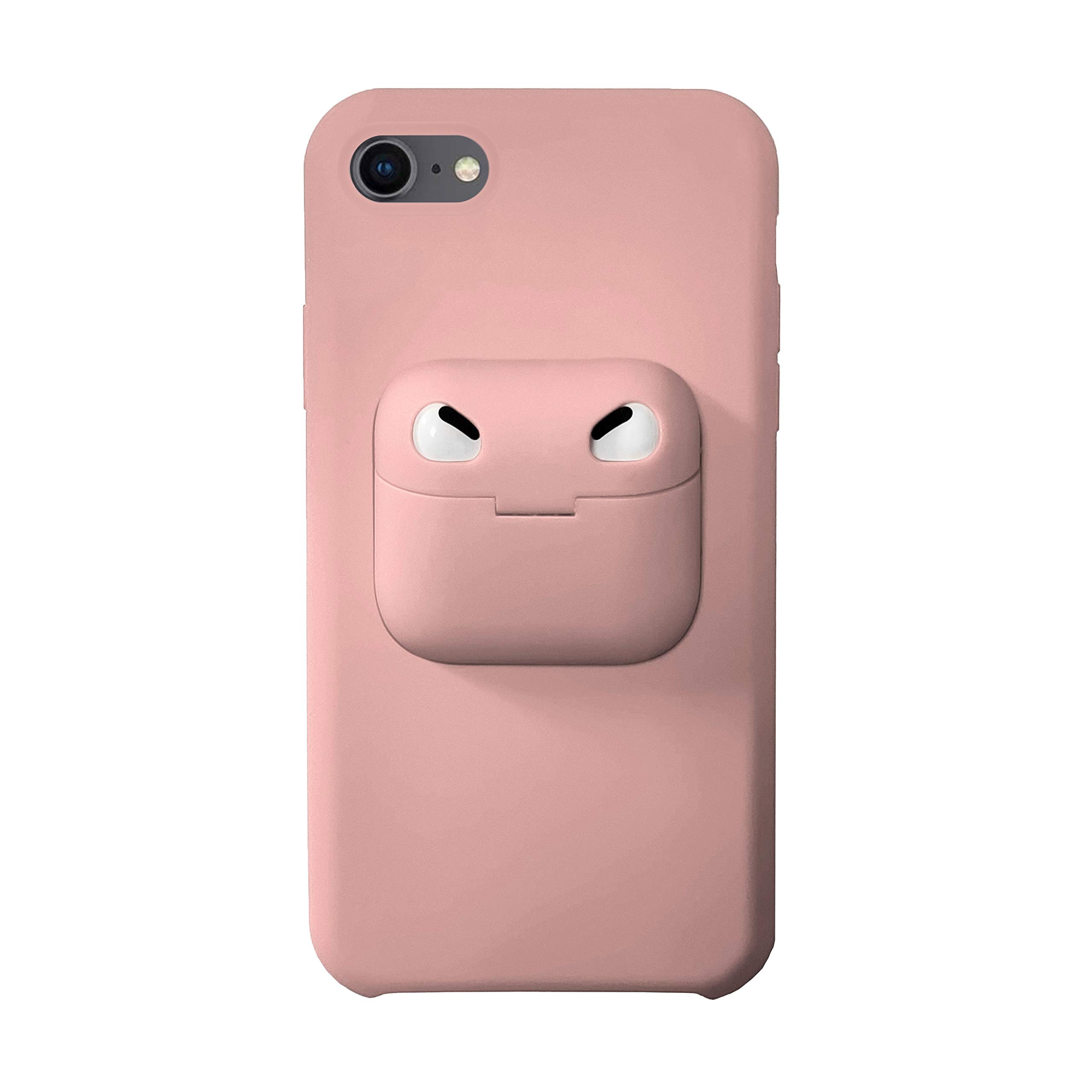 Premium Shockproof iPhone Case with Built-in AirPods Holder - Compatible with iPhone 11 Pro/11/8/SE & AirPods Pro/1/2 - Slim Protective Cover for Everyday Use (Pink, iPhone SE/8 & AirPods Pro) | Perfect for Gym, Travel & Daily Commute