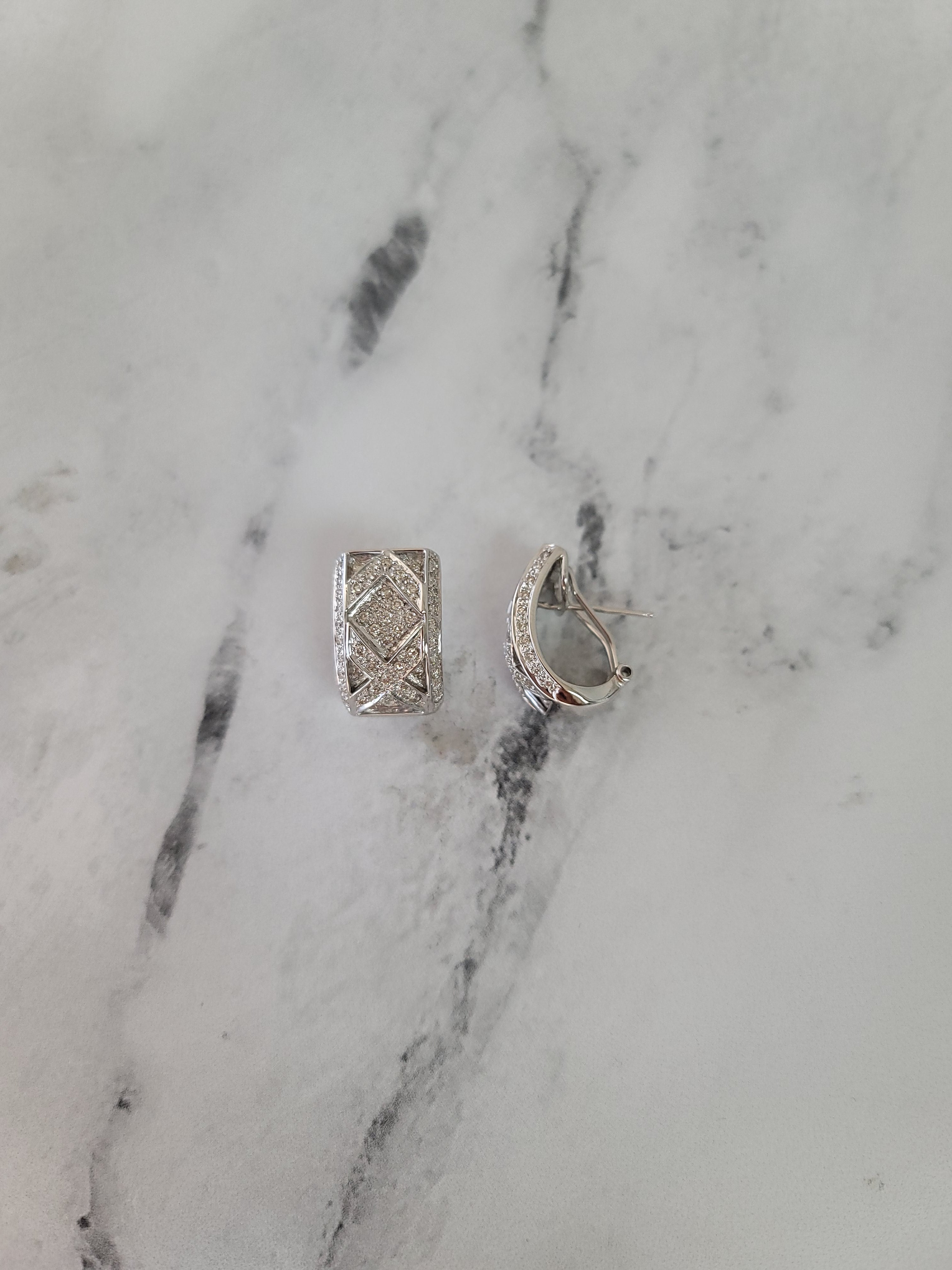 2 Carat Pave Diamond X Design Earrings in 14k White Gold - Elegant Wedding Jewelry & Anniversary Gift for Women