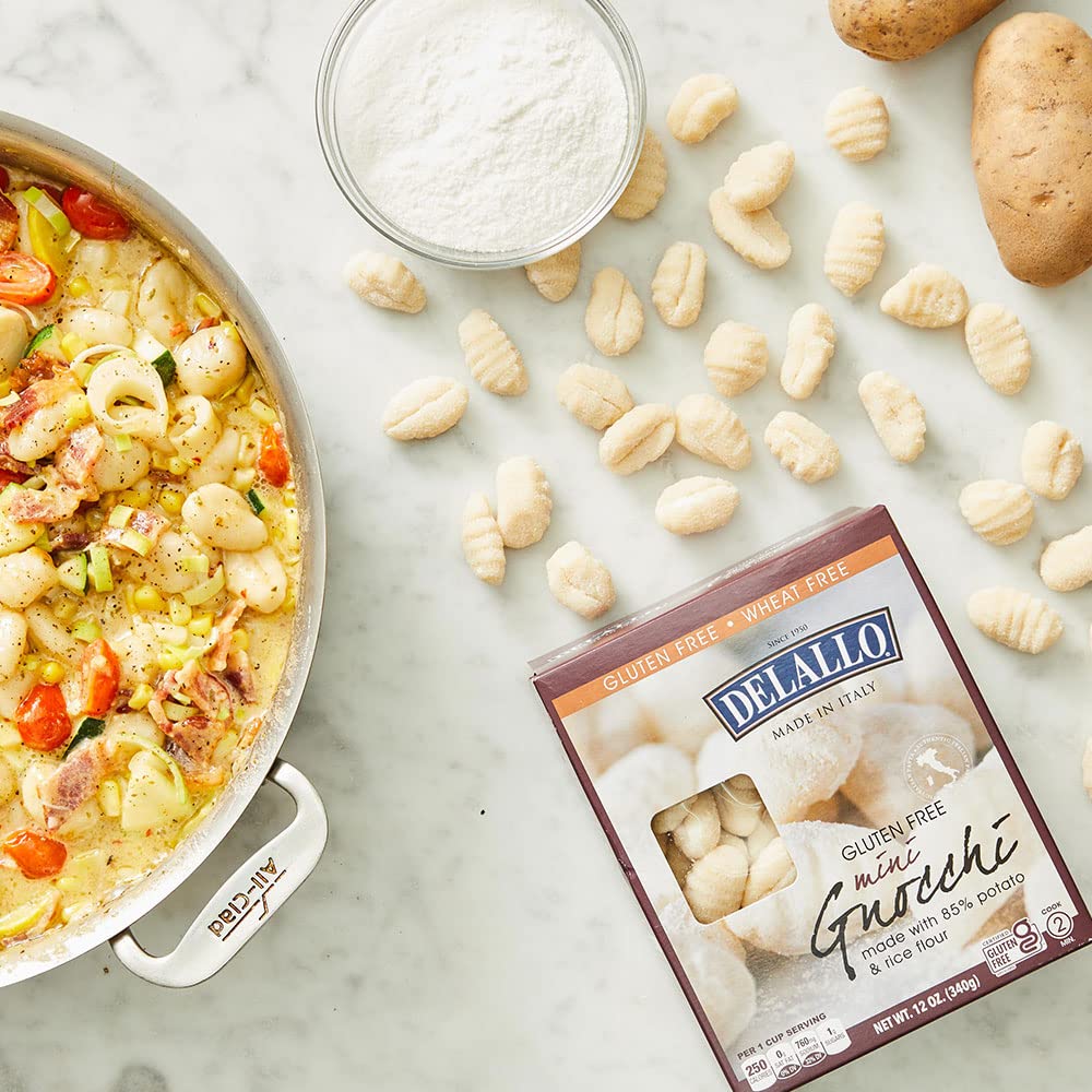 DeLallo Gluten Free Potato & Rice Mini Gnocchi - 12oz Box (3-Pack) | Authentic Italian Pasta Alternative for Celiac Diet & Healthy Meals | Perfect for Soups, Salads & Quick Family Dinners