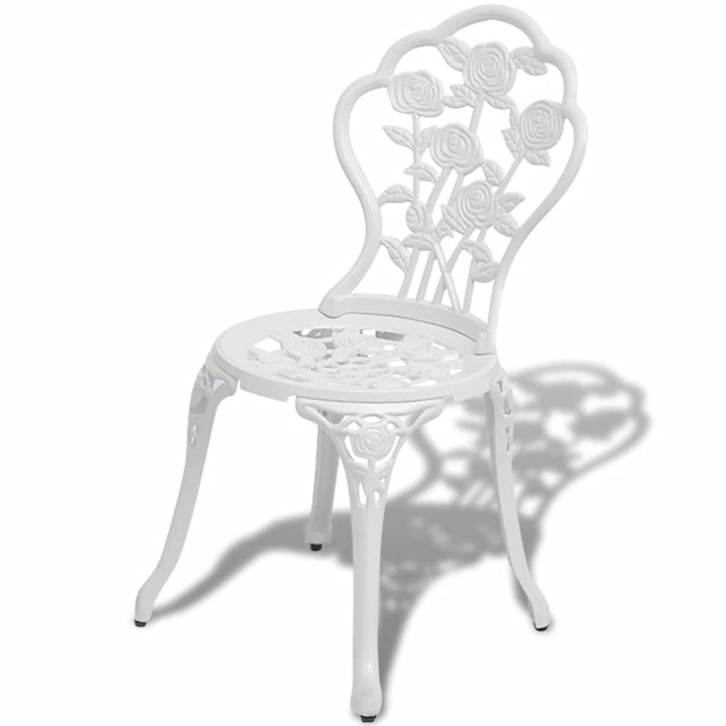 All-Weather Outdoor Bistro Set - 3-Piece White Cast Aluminum Patio Dining Table & Chairs for Poolside, Garden, Deck, Picnic & Backyard Entertaining