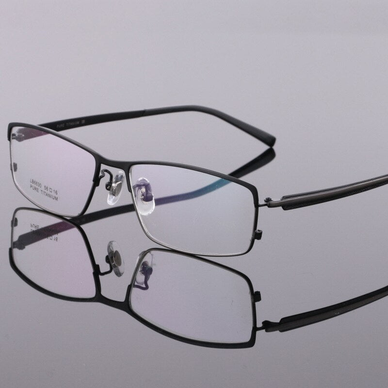 Bclear Men's Full Rim Titanium Eyeglasses Square Frame LB6630 - Lightweight Durable Glasses for Work, Reading & Everyday Use