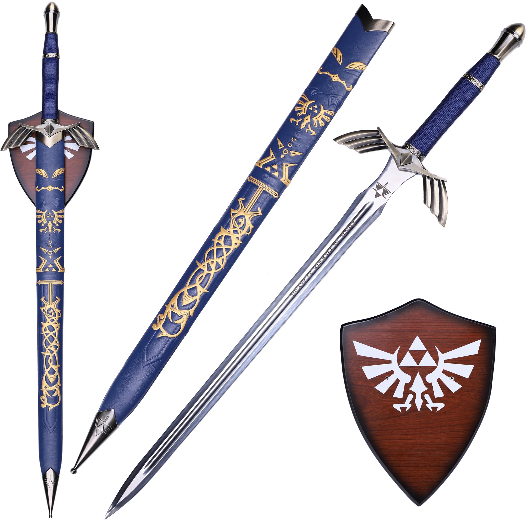 Legend of Zelda Link Master Sword - Real Metal Skyward Sword & Broken Sword with LED Light - Japanese Anime Game Cosplay Prop - Blue Replica for Collectors & Cosplay Enthusiasts - Perfect for Halloween, Conventions & Display