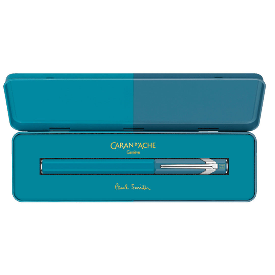 Caran d'Ache 849 Fountain Pen - Paul Smith Limited Edition Cyan & Steel Blue Luxury Ballpoint - Perfect for Office, Signature & Gift Giving
