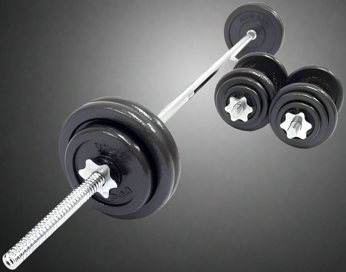 110 LB Adjustable Dumbbell and Barbell Set - Home Gym Free Weights for Strength Training | Perfect for Home Workouts, Weight Lifting & Fitness Training | SKU: 127534
